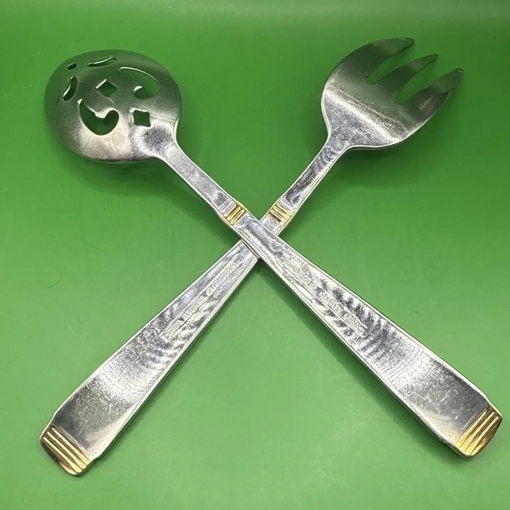 VTG Cambridge Metro Stainless Serving Set Meat Fork Pierced Spoon 2 PC Flatware